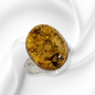 925 Sterling Silver Women's Ring with Natural Amber