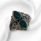 925 Sterling Silver Women's Ring with Authentic Green Onyx Gemstones