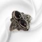 925 Sterling Silver Women's Ring with Authentic Red Garnet Gemstones