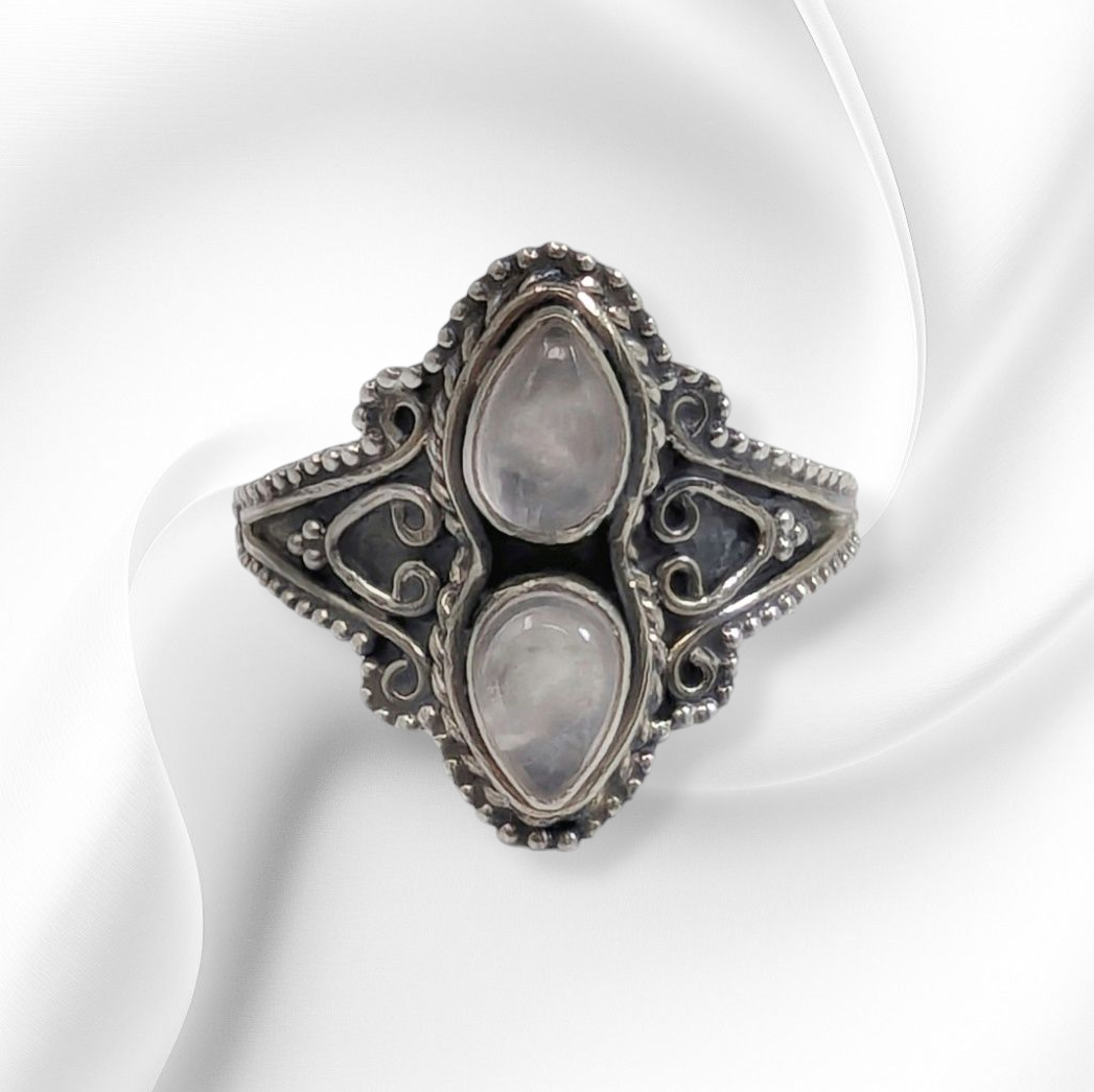 925 Sterling Silver Women's Ring with Authentic Rose Quartz