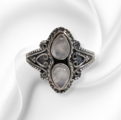 925 Sterling Silver Women's Ring with Authentic Rose Quartz