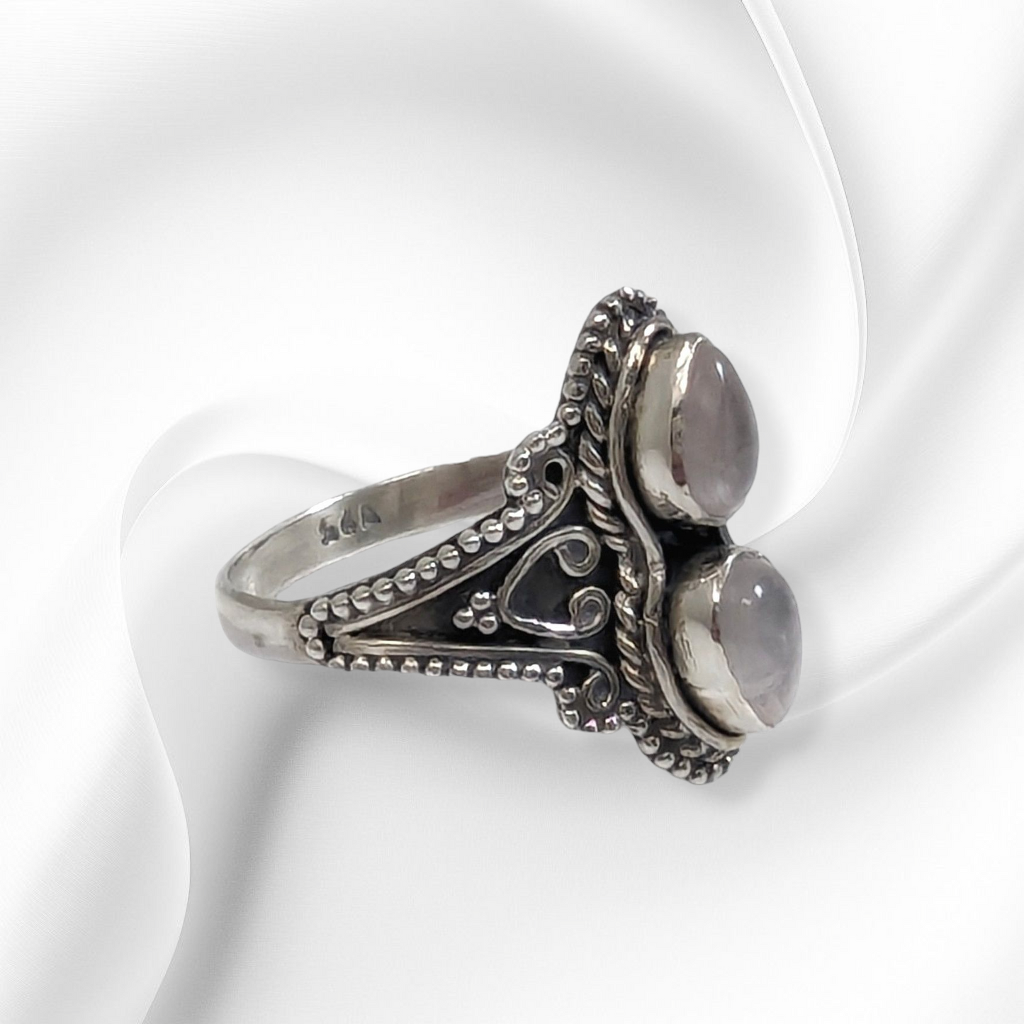 925 Sterling Silver Women's Ring with Authentic Rose Quartz