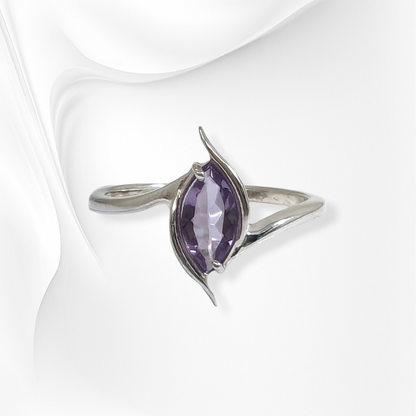925 Sterling Silver Women's Ring with Authentic Amethyst Gemstone