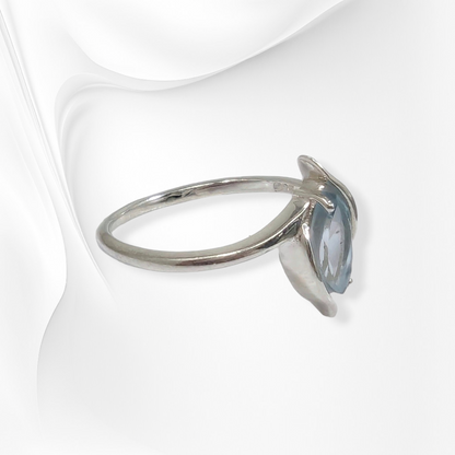 925 Sterling Silver Women's Ring with Authentic Blue Topaz