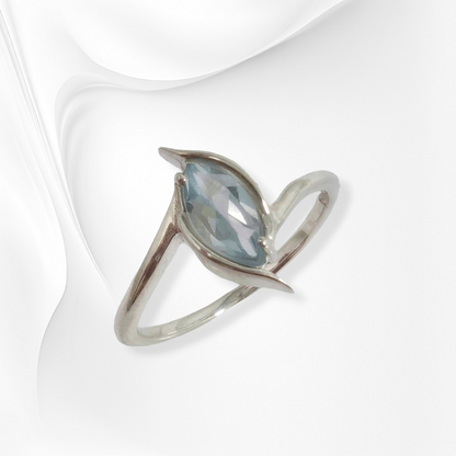 925 Sterling Silver Women's Ring with Authentic Blue Topaz