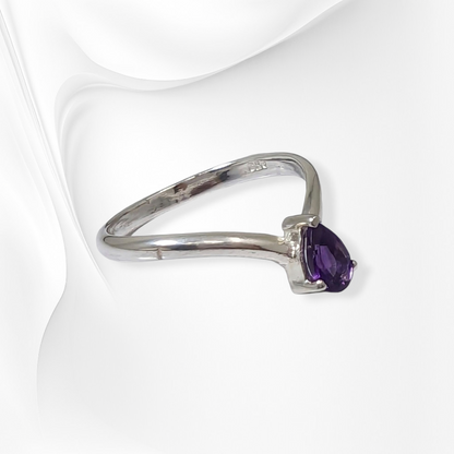 925 Sterling Silver Women's Ring with Authentic Amethyst Gemstone