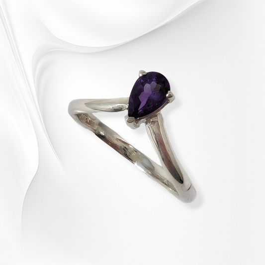 925 Sterling Silver Women's Ring with Authentic Amethyst Gemstone