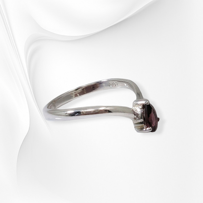 925 Sterling Silver Women's Ring with Authentic Red Garnet Gemstone