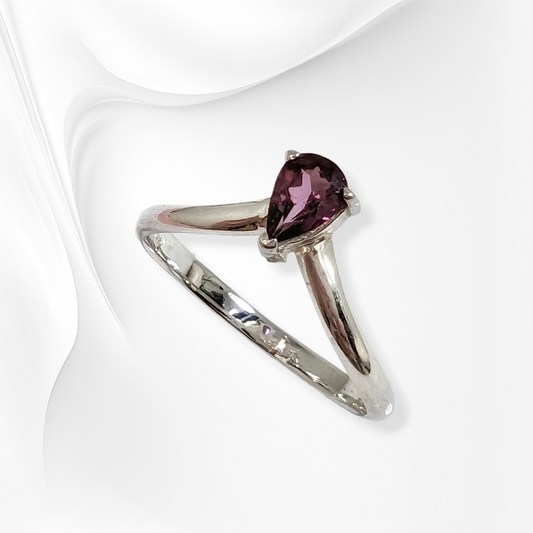 925 Sterling Silver Women's Ring with Authentic Rhodolite Garnet Gemstone