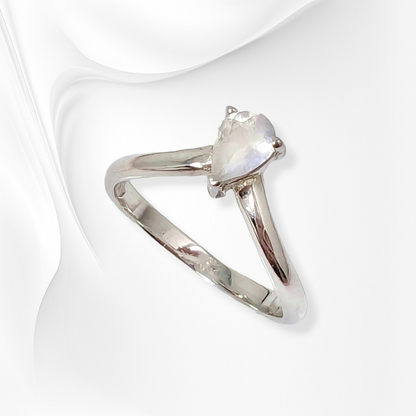 925 Sterling Silver Women's Ring with Authentic Moonstone Gemstone