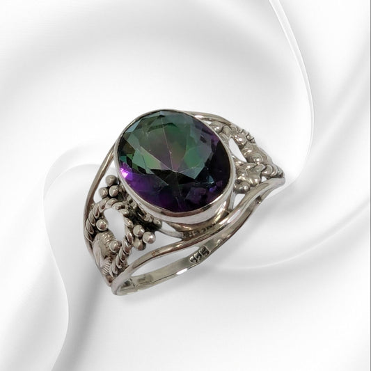 925 Sterling Silver Women's Ring with Authentic Mystic Topaz
