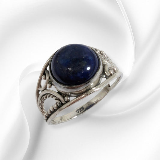 925 Sterling Silver Women's Ring with Authentic Lapis lazuli Gemstone