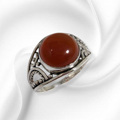 925 Sterling Silver Women's Ring with Authentic Carnelian Gemstone