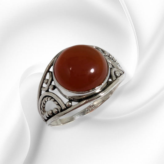 925 Sterling Silver Women's Ring with Authentic Carnelian Gemstone
