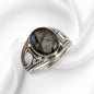925 Sterling Silver Women's Ring with Authentic Labradorite Gemstone