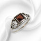 925 Sterling Silver Women's Ring With Authentic Red Garnet Gemstone