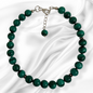 Authentic Malachite Gemstones with 925 Sterling Silver Women's Beads Bracelet
