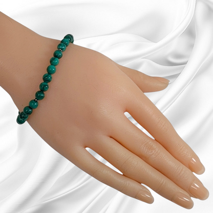Authentic Malachite Gemstones with 925 Sterling Silver Women's Beads Bracelet