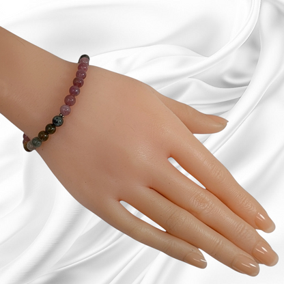 Authentic Tourmaline Gemstones with 925 Sterling Silver Women's Beads Bracelet