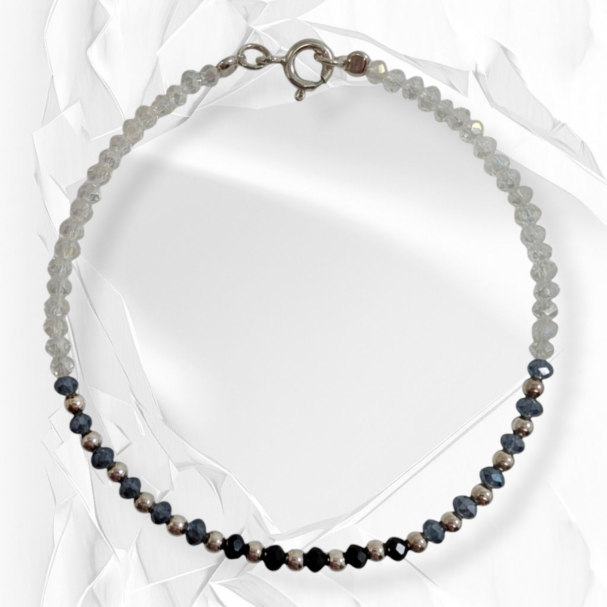 925 Sterling Silver Women's Bracelet with Crystal Beads