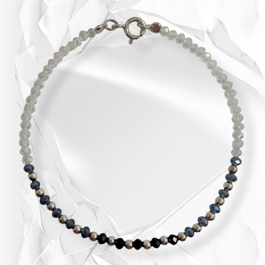 925 Sterling Silver Women's Bracelet with Crystal Beads