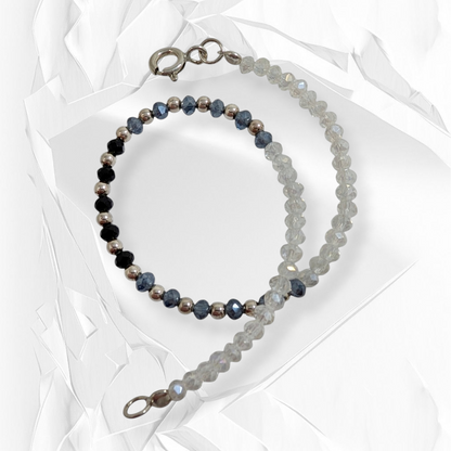 925 Sterling Silver Women's Bracelet with Crystal Beads