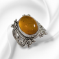 925 Sterling Silver Women's Ring with Authentic Amber