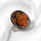 925 Sterling Silver Women's Ring with Authentic Red Copper Turquoise Gemstone