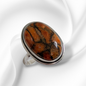 925 Sterling Silver Women's Ring with Authentic Red Copper Turquoise Gemstone