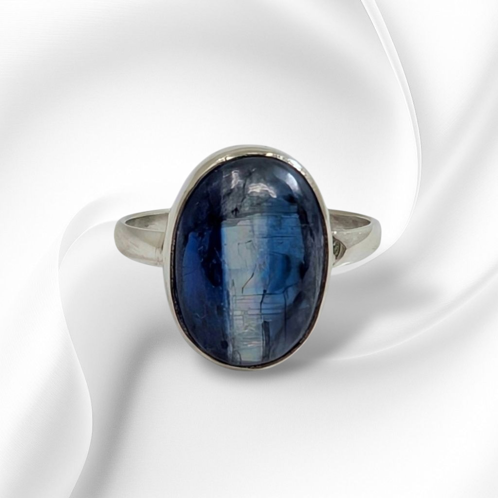 925 Sterling Silver Women's Ring with Authentic Kyanite Gemstone
