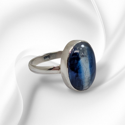 925 Sterling Silver Women's Ring with Authentic Kyanite Gemstone