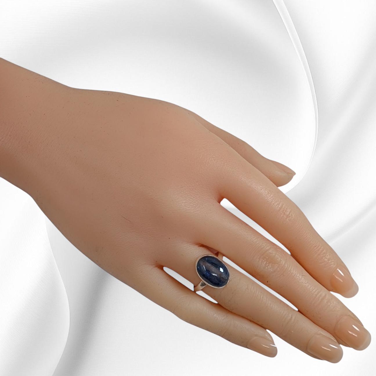 925 Sterling Silver Women's Ring with Authentic Kyanite Gemstone