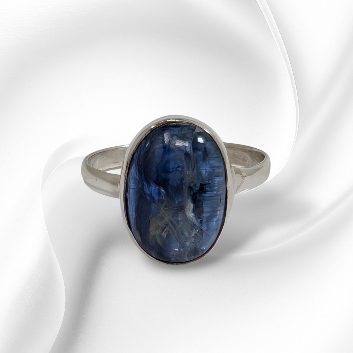 925 Sterling Silver Women's Ring with Authentic Kyanite Gemstone