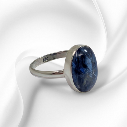 925 Sterling Silver Women's Ring with Authentic Kyanite Gemstone
