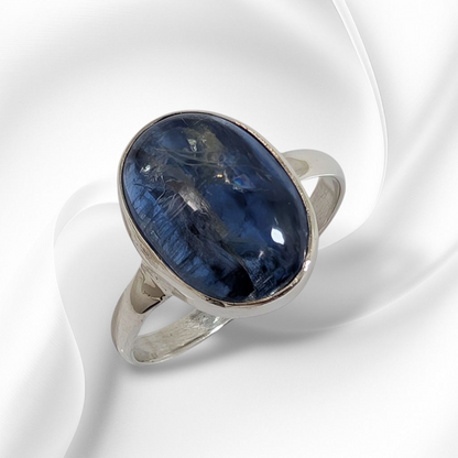 925 Sterling Silver Women's Ring with Authentic Kyanite Gemstone