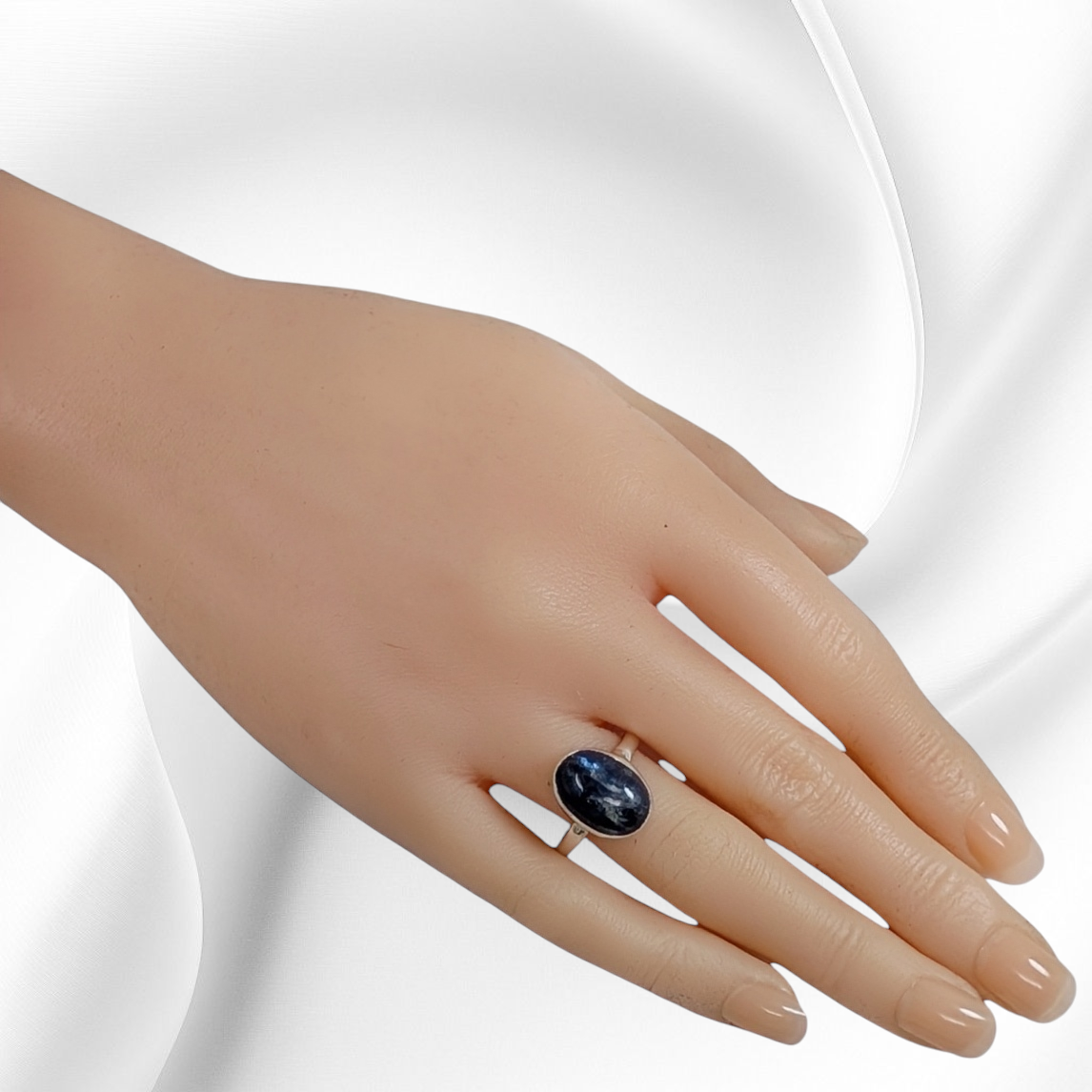 925 Sterling Silver Women's Ring with Authentic Kyanite Gemstone