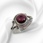 925 Sterling Silver Women's Ring With Authentic Red Garnet Gemstone