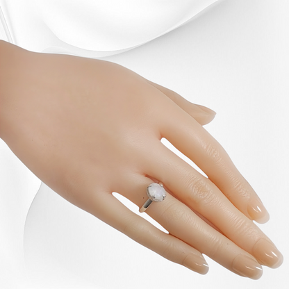 925 Sterling Silver Women's Ring with Authentic Moonstone Gemstone