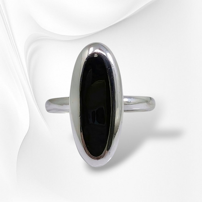 925 Sterling Silver Women Ring with Authentic Black Onyx Gemstone