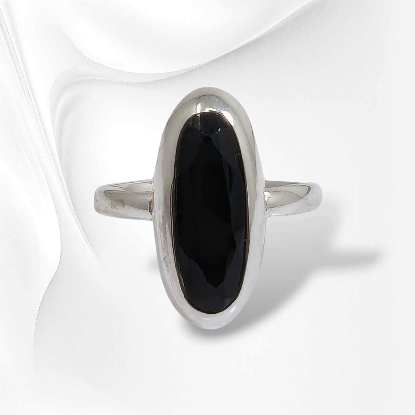925 Sterling Silver Women Ring with Authentic Black Onyx Gemstone