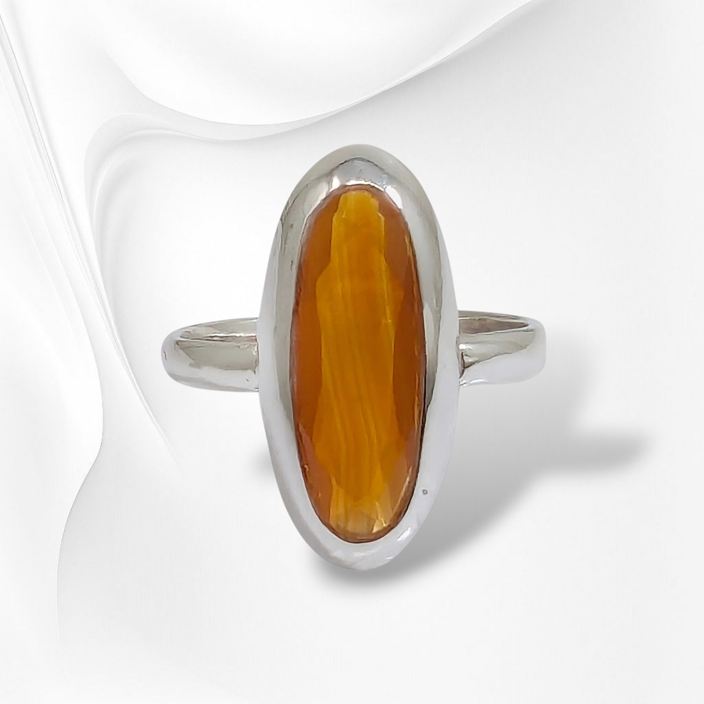 925 Sterling Silver Women Ring with Authentic Carnelian Gemstone