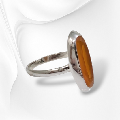 925 Sterling Silver Women Ring with Authentic Carnelian Gemstone