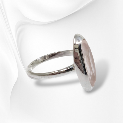 925 Sterling Silver Women Ring with Authentic Rose Quartz