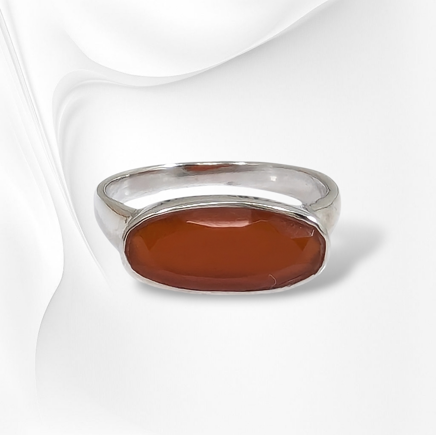 925 Sterling Silver Women Ring with Authentic Carnelian Gemstone