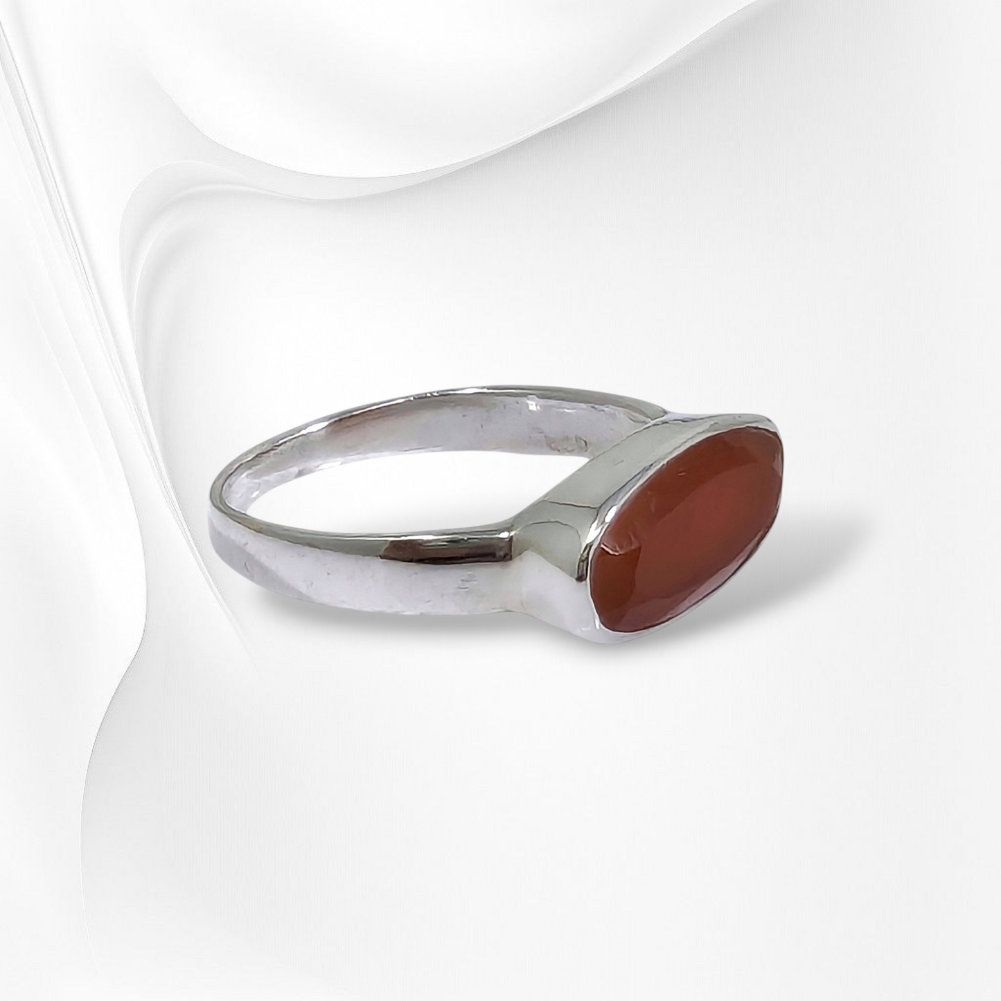 925 Sterling Silver Women Ring with Authentic Carnelian Gemstone