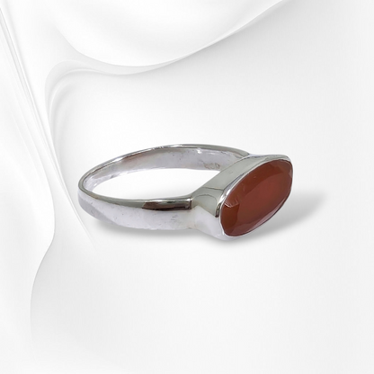 925 Sterling Silver Women Ring with Authentic Carnelian Gemstone