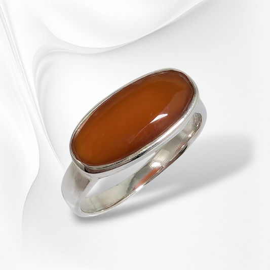 925 Sterling Silver Women Ring with Authentic Carnelian Gemstone