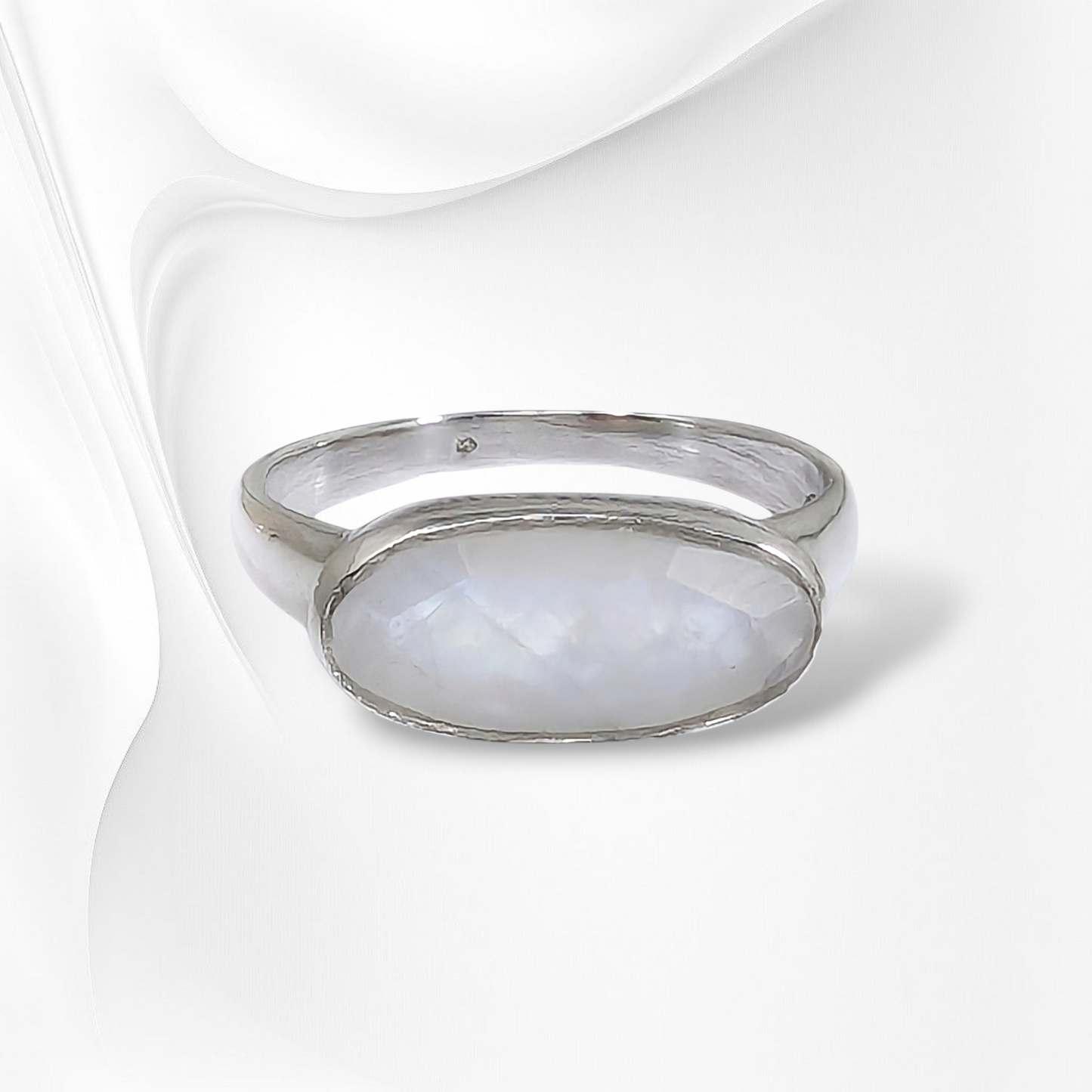 925 Sterling Silver Women Ring with Authentic Moonstone Gemstone