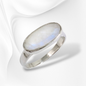 925 Sterling Silver Women Ring with Authentic Moonstone Gemstone