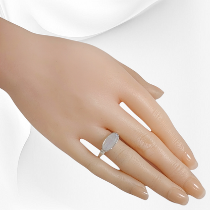 925 Sterling Silver Women Ring with Authentic Moonstone Gemstone
